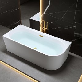 Wanna przyścienna złoty szczotkowany przelew oraz korek narożna lewa 170 cm Mera Hydrosan