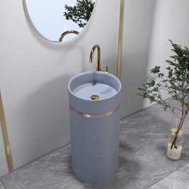 Umywalka wolnostojąca ceramiczna okrągła szara 86x40 cm SCOT1-GR-WOF-860