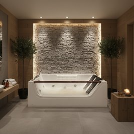 Wanna z hydromasażem prostokątna podgrzewacz wody 180x120 cm Imperia 610