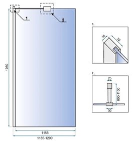 Złota szczotkowana ścianka prysznicowa walk-in 120 cm Aero Gold Rea