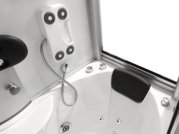 Biała prostokątna kabino wanna z hydromasażem + sauna 145x85 cm MO-09944A-145BS