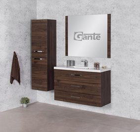 Szafka łazienkowa wisząca z umywalką 100 cm 39/3 Fokus kolor orzech