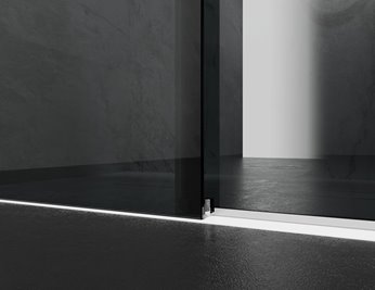 Kabina prysznicowa narożna 150x70 cm szkło 8mm grafitowe profile chrom Swiss Liniger