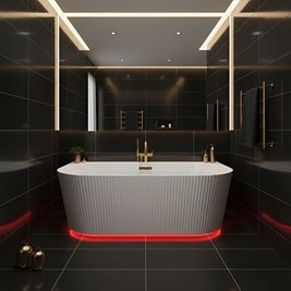 Wanna wolnostojąca przyścienna korek czarny 170 cm Carlo Led Hydrosan