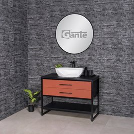 Szafka stojąca z białą umywalką kolor ceglasty loft 100 cm seria New York