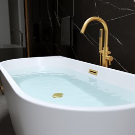 Wanna wolnostojąca przyścienna złote szczotkowane wykończenie 140 cm Lena Hydrosan