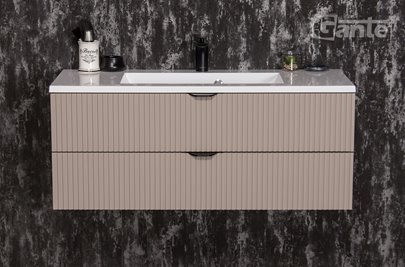 Szafka łazienkowa z lamelami wisząca z umywalką 100 cm 39/2 Victa Lamello kolor fume mat