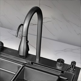 Zlewozmywak kuchenny stalowy jednokomorowy czarny COBA 75X46 ASI 304