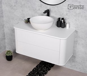 Szafka łazienkowa wisząca LILIA SMOOTH 100 cm biały mat z umywalką Gante