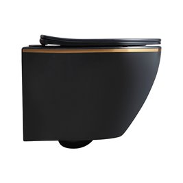 Czarna matowa  miska wc wisząca złoty rant Mizu Rimless 4.0 MIZU-MTB-GL-RIM-03 Hydrosan