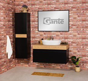 Czarna szafka z blatem i umywalką 100/50 seria Cassini Cz