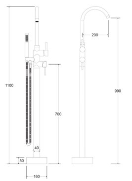 Bateria wannowa wolnostojąca czarna Illusion II Besco BW-III-CZ