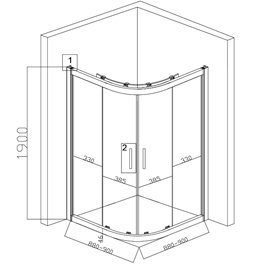 Kabina prysznicowa półokrągła 90x90 drzwi rozsuwane KZ101B