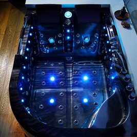 Czarna wanna z hydromasażem Venezia 761 Fala 180x120 lewa