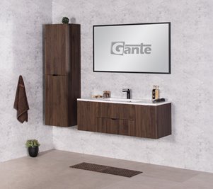 Szafka łazienkowa z lamelami wisząca z umywalką 120 cm 39/2 Victa Lamello kolor orzech