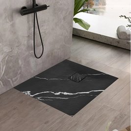 Brodzik kwadratowy czarny struktura kamienia smc 90x90 Magnum Carrara Black Rea