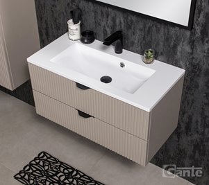 Szafka łazienkowa z lamelami wisząca z umywalką 80 cm 39/2 Victa Lamello kolor fume mat