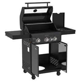 Grill gazowy ZEUS-B kolor czarny ruszt żeliwny moc 11,5 kW + pokrowiec + palnik boczny