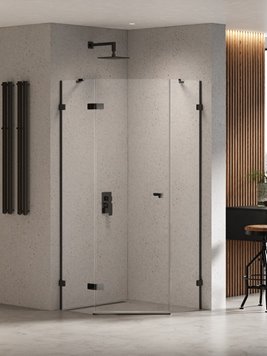 Czarna kabina prysznicowa pięciokątna lewa 90x90 EXK-6290 Eventa Black Chrome New Trendy
