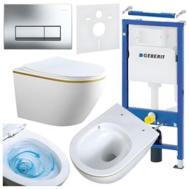 Zestaw podtynkowy stelaż GEBERIT DUOFIX + miska MIZU-WH-GL-TR-03 + przycisk DELTA 50 chrom