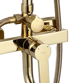 Złoty zestaw prysznicowy z wylewką Argus Rea Gold