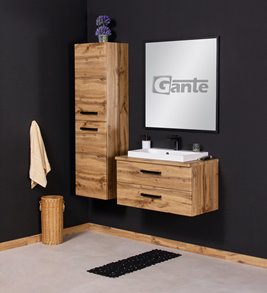 Szafka wisząca z umywalką nablatową 80 cm kolor dąb naturalny 39/2 seria Fokus Loft Gante