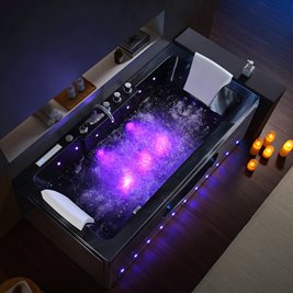 Czarna prostokątna wanna z hydromasażem 160x84 cm Iris 933C Hydrosan