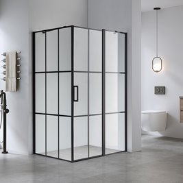 Czarna prostokątna kabina prysznicowa 100x80 drzwi uchylne BS02A