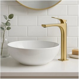 Bateria umywalkowa wysoka Joe Rea złoto szczotkowane