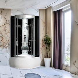 Kabina prysznicowa z hydromasażem głęboki brodzik czarne ściany 90x90 WSH7101-90