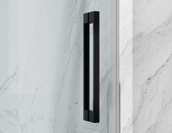 Drzwi prysznicowe rozsuwane prawe/lewe do wnęki 132-141 cm szkło 8mm przeźroczyste profile czarny mat Swiss Liniger