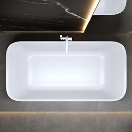 Wanna wolnostojąca biały przelew oraz korek prostokątna 150 cm Viana Hydrosan