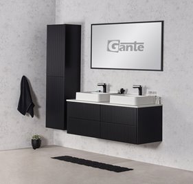 Szafka łazienkowa wisząca frezowana z umywalką 140 cm Mirage kolor czarny mat