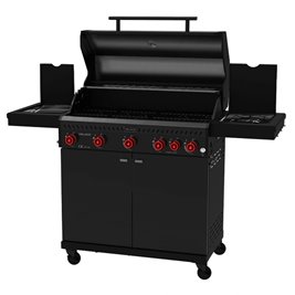 Grill gazowy ZEUS-D kolor czarny ruszt żeliwny moc 17,5 kW + pokrowiec + palnik boczny + LED zdjęcie 8