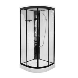 Kabina prysznicowa półokrągła zabudowana jasny środek 90x90