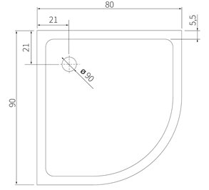 Mild New Trendy B-0687 11,5 cm brodzik prysznicowy asymetryczyny 80x90 cm gładki wersja prawa