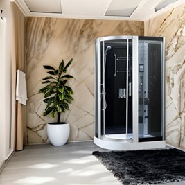 Kabina prysznicowa zabudowana na niskim brodziku 120x85 z sauną Monako Lewa