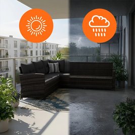 Zestaw mebli ogrodowych z technorattanu narożnik, stół, pufy Toledo brąz zdjęcie 19