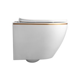 Biała miska wc wisząca złoty rant Mizu Rimless 4.0 MIZU-WH-GL-RIM-03 Hydrosan