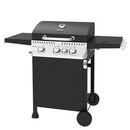 Grill gazowy APOLLO-B kolor czarny ruszt żeliwny moc 11,5 kW + pokrowiec + palnik boczny