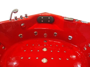 Czerwona wanna z hydromasażem narożna Turbo+ 152x152 cm MO-1004