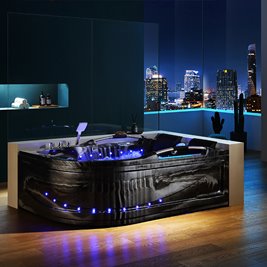 Czarna wanna z hydromasażem asymetryczna Venezia 761 Fala 180x120 prawa