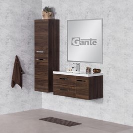 Szafka łazienkowa wisząca z umywalką 90 cm 39/2 Fokus kolor orzech