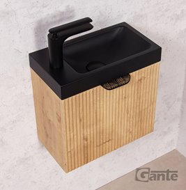 Szafka łazienkowa wisząca z czarną umywalką dąb burlington 40 cm Fresco Gante