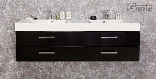 Czarna szafka wisząca z umywalką 160 cm seria Fokus C