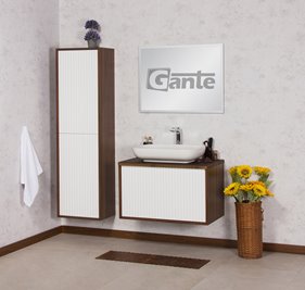 Szafka łazienkowa wisząca z umywalką dąb wenge/biały mat 80 cm Venus Gante