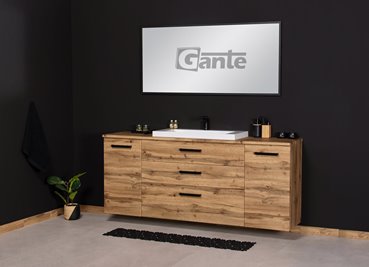 Szafka wisząca z umywalką nablatową 180 cm 39/3 kolor dąb naturalny seria Fokus Loft Gante