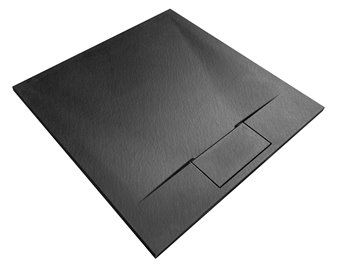 Brodzik kwadratowy czarny struktura kamienia smc 90x90 Bazalt Black Rea
