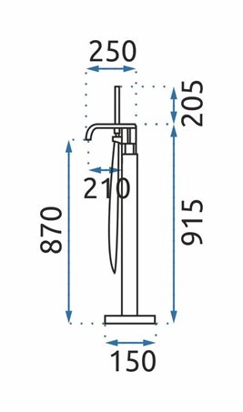Złota bateria wannowa wolnostojąca Carat Rea