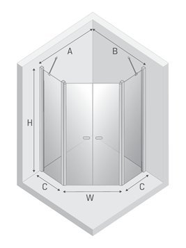 Kabina prysznicowa pięciokątna 90x90 K-0617 New Soleo Black